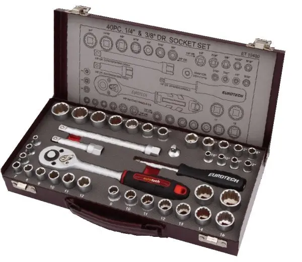 1/4'' & 3/8'' Drive Socket Set Metric & Af Set - Et10400 1