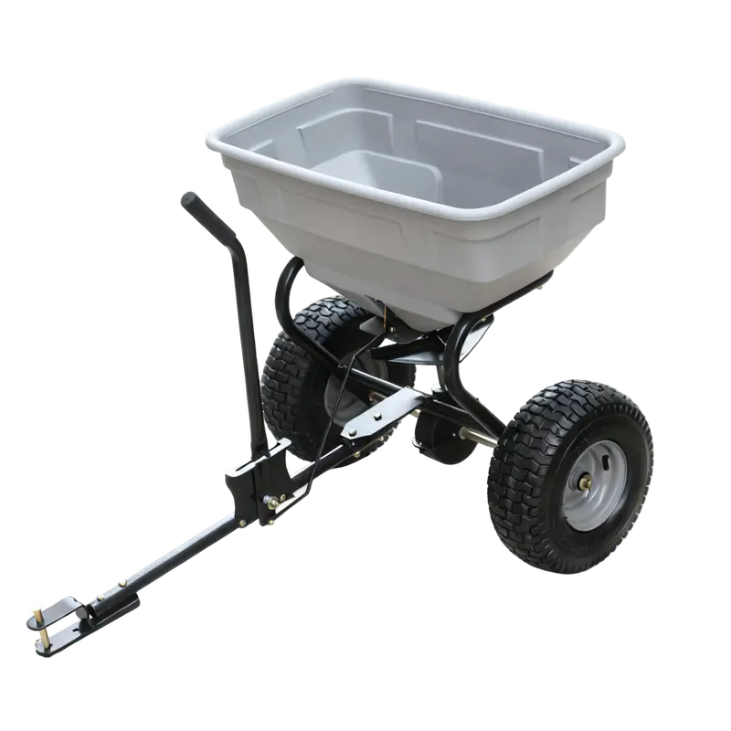 60L Tow-Behind Spreader - Lawn Fertiliser Spreader With 56Kg Capacity & 14" Pneumatic Wheels 1