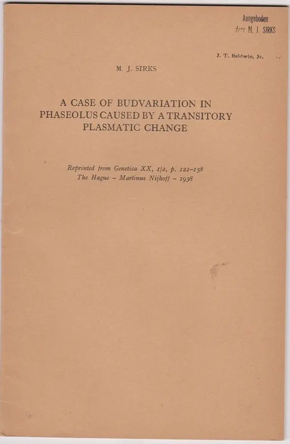 A Case Of Budvariation In Phaseolus Caused By A Transitory Plasmatic Change 1