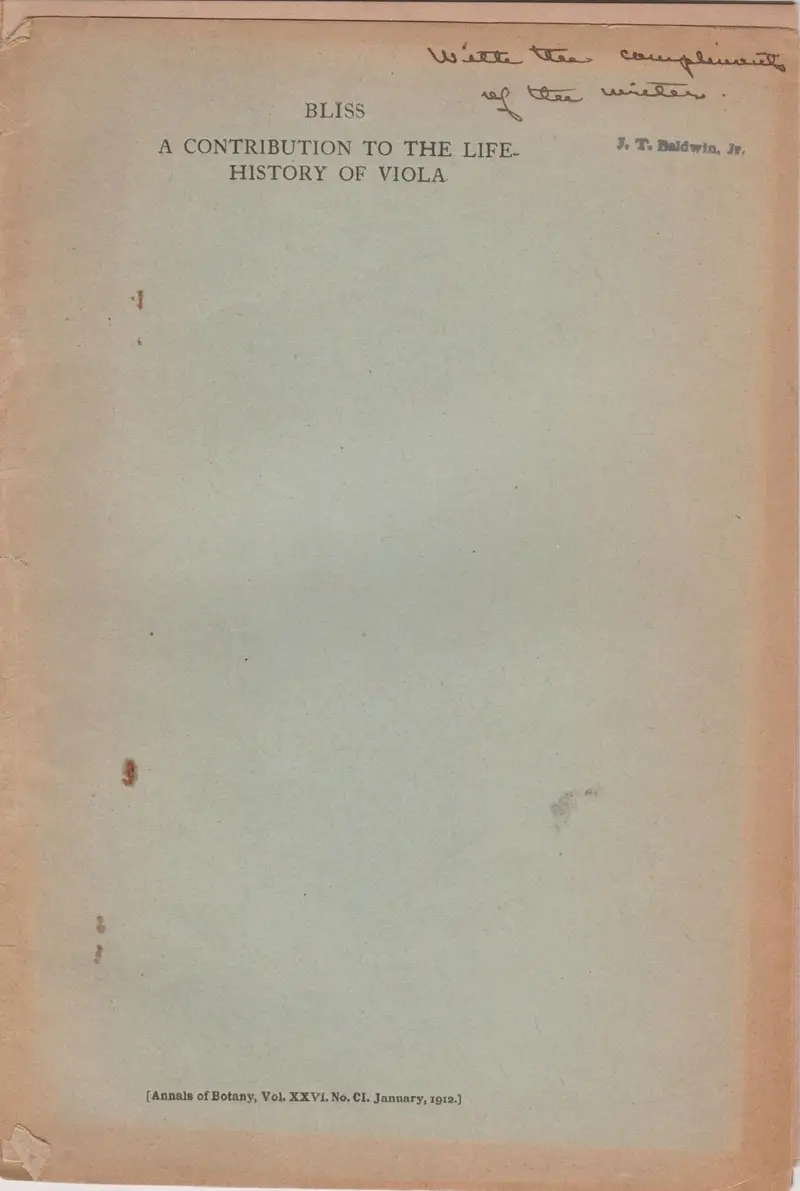 A Contribution To The Life-History Of Viola 1