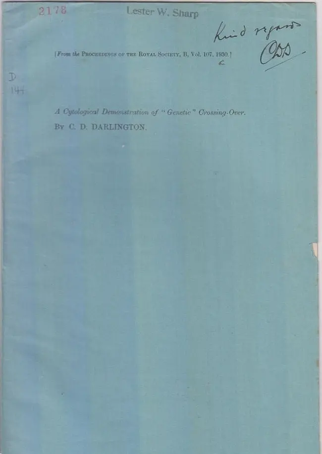 A Cytological Demonstration Of ?Genetic? Crossing-Over  By Darlington, C.D. 1