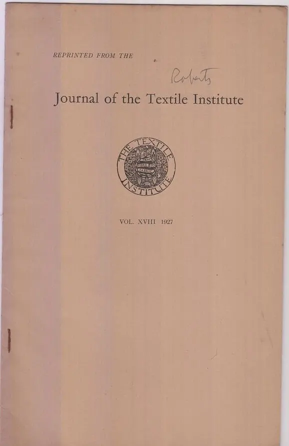 A New Method For The Determination Of The Fineness Of Wool And Of The Fleece.  By Roberts, J.A Fraser. 1