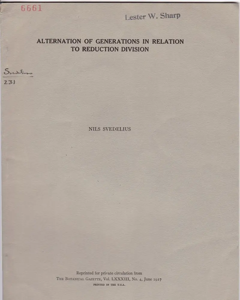 Alternation Of Generations In Relations To Reduction Division 1