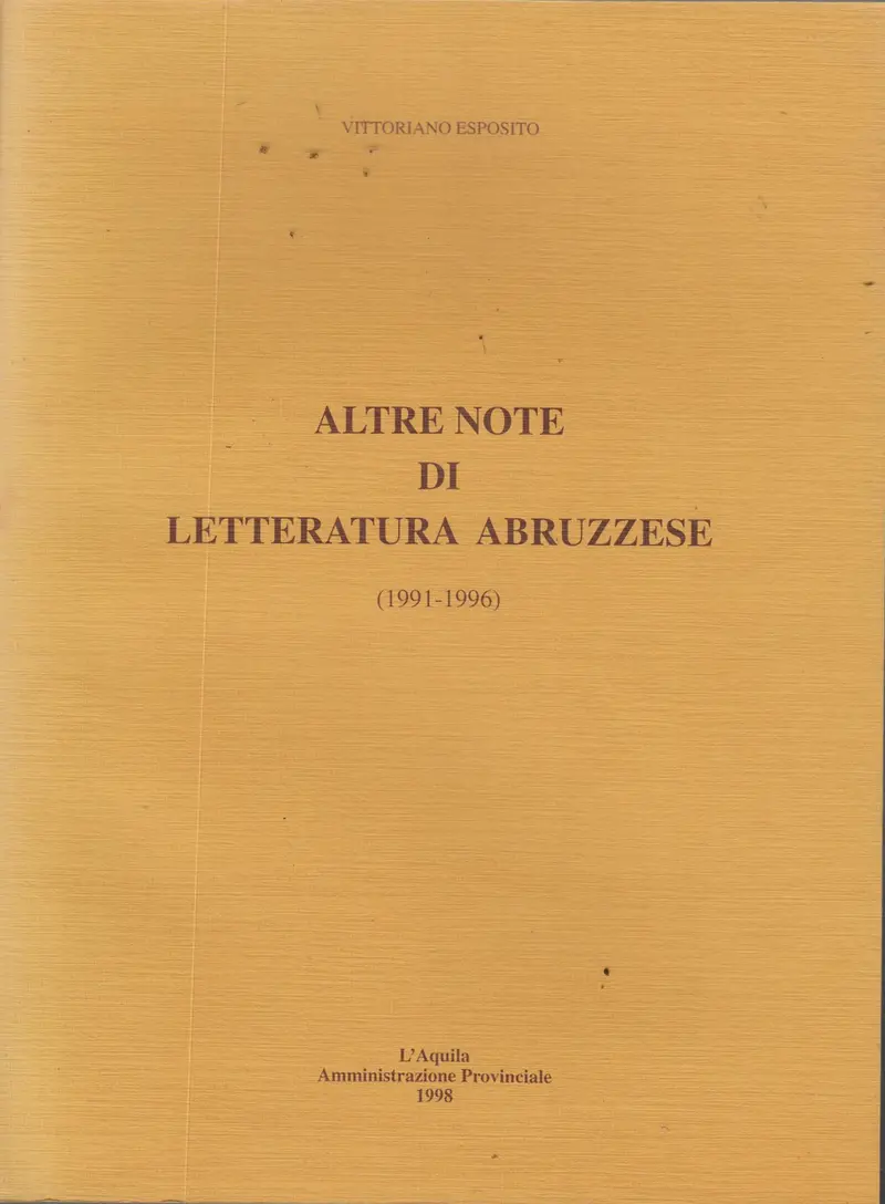 Altre Note Di Letteratura Abruzzese (1991-1996) 1