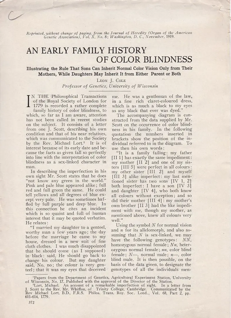 An Early Family History Of Color Blindness 1