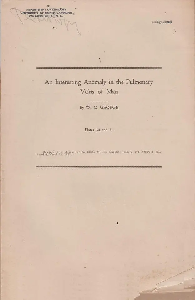 An Interesting Anomaly In The Pulmonary Veins Of Man *And Two Others* 1