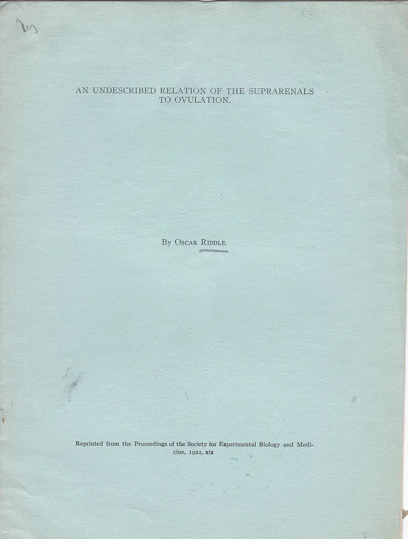 An Undescribed Relation Of The Supraenals To Ovulation 1