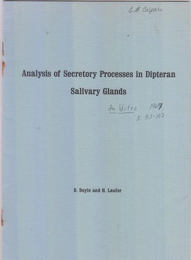 Analysis Of Secretory Processes In Dipteran Salivary Glands  By Laufer, H. And D. Doyle 1