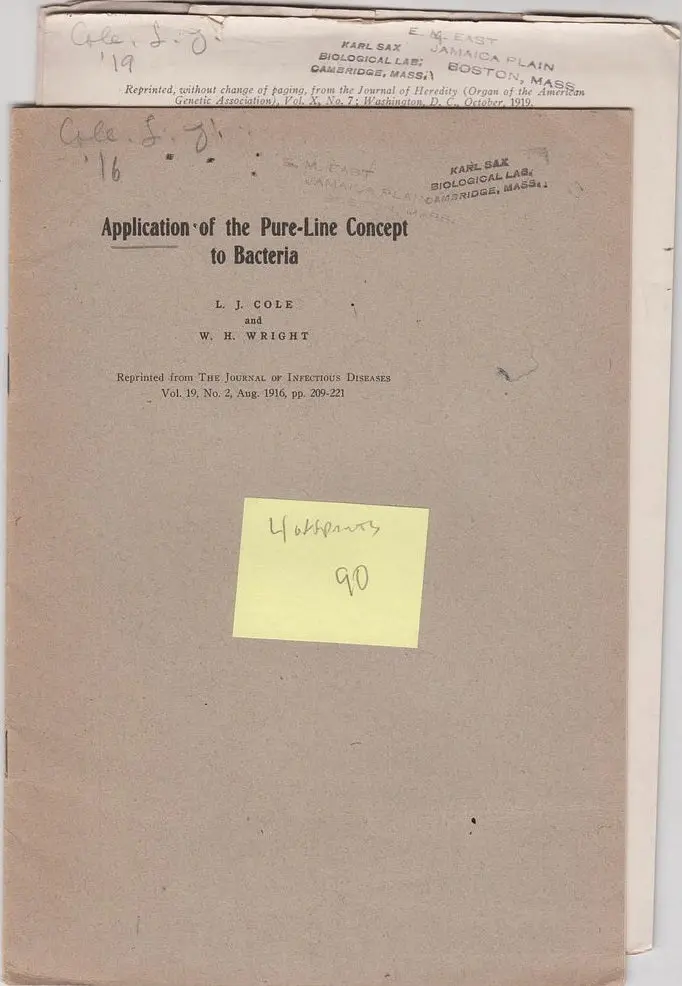 Application Of The Pure-Line Concept To Bacteria" And Three Others 1