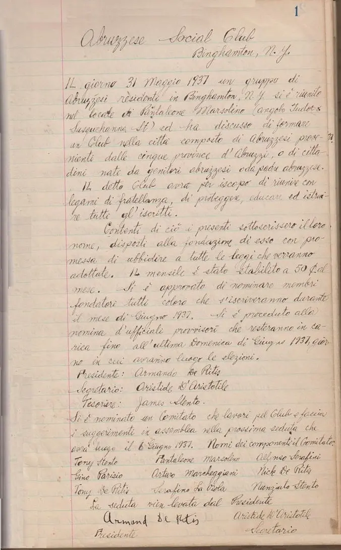 Archive Of Three Record Books From The Abruzzo Social Club Of Binghamton New York, From Its Founding In 1937 To 1986 1