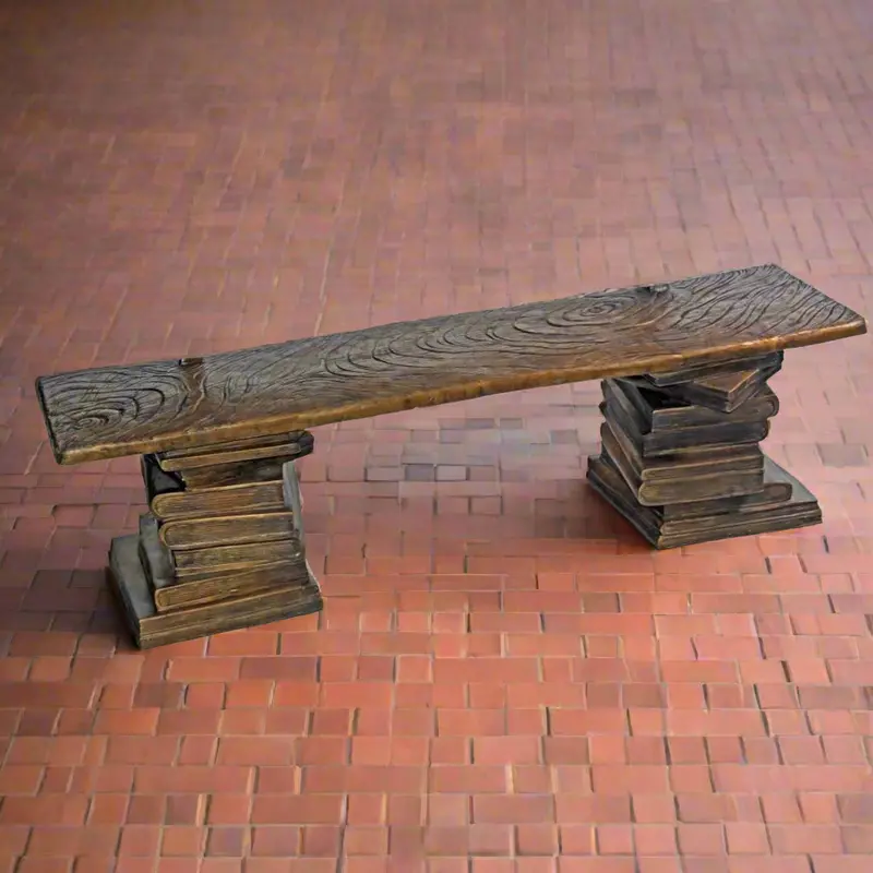 Backless Bronze Library Book Bench 1