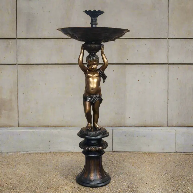 Balancing Cherub Bronze Fountain 1