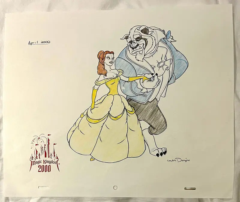 Beauty And The Beast - Original Art Of Disney Drawing Sketch 1