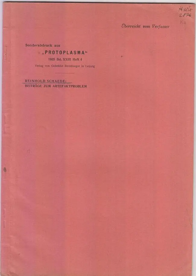 Beitrage Zum Artefaktproblem  By Schaede, Reinhold 1