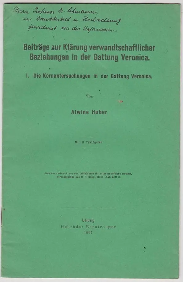 Beitrage Zur Klarung Verwandtschaftlicher Beziehungen In Der Gattung Veronica. I. Die Kernuntersuchungen In Der Gattung Veronica 1