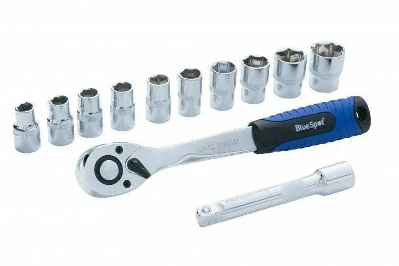 Bluespot 12 Pc 1/2" Dr Ratchet & Socket Set 10Mm - 24Mm + Extension Bar  01500 1