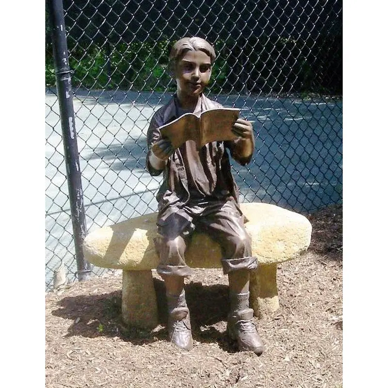 Boy Reading Book Bronze Statue 1