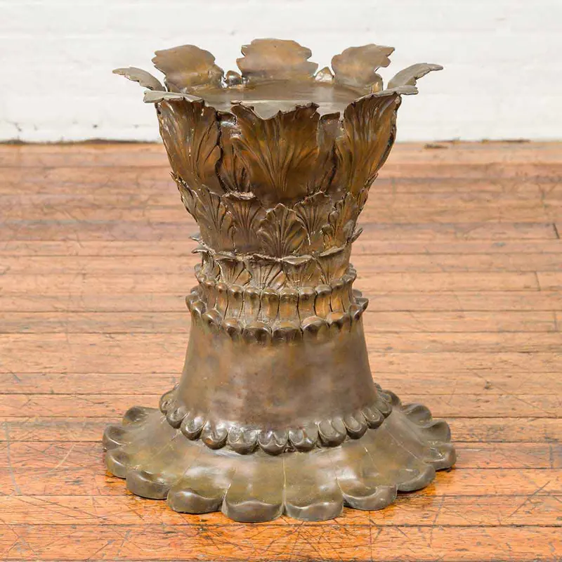 Bronze Flower Pedestal With Acanthus Leaves And Palmettes 2