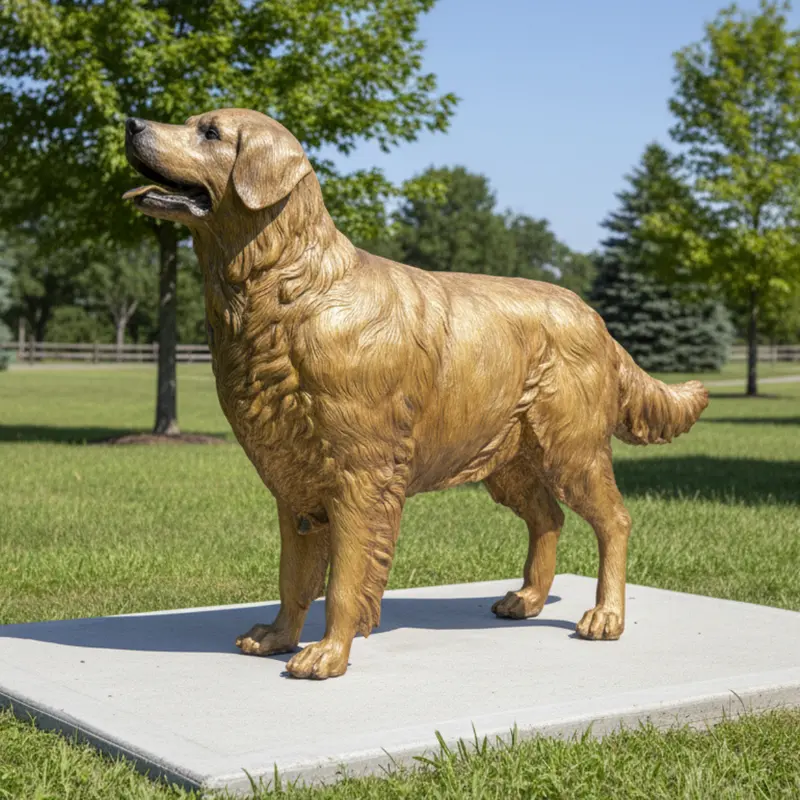 Bronze Golden Retriever Statue With Custom Patina Options 1
