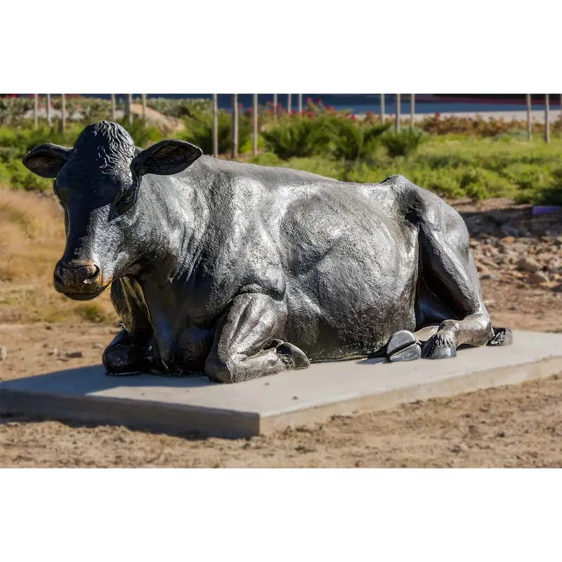 Bronze Holstein Cow Statue Resting 1