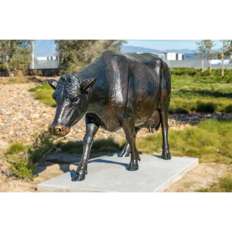 Bronze Holstein Cow Statue Walking 1