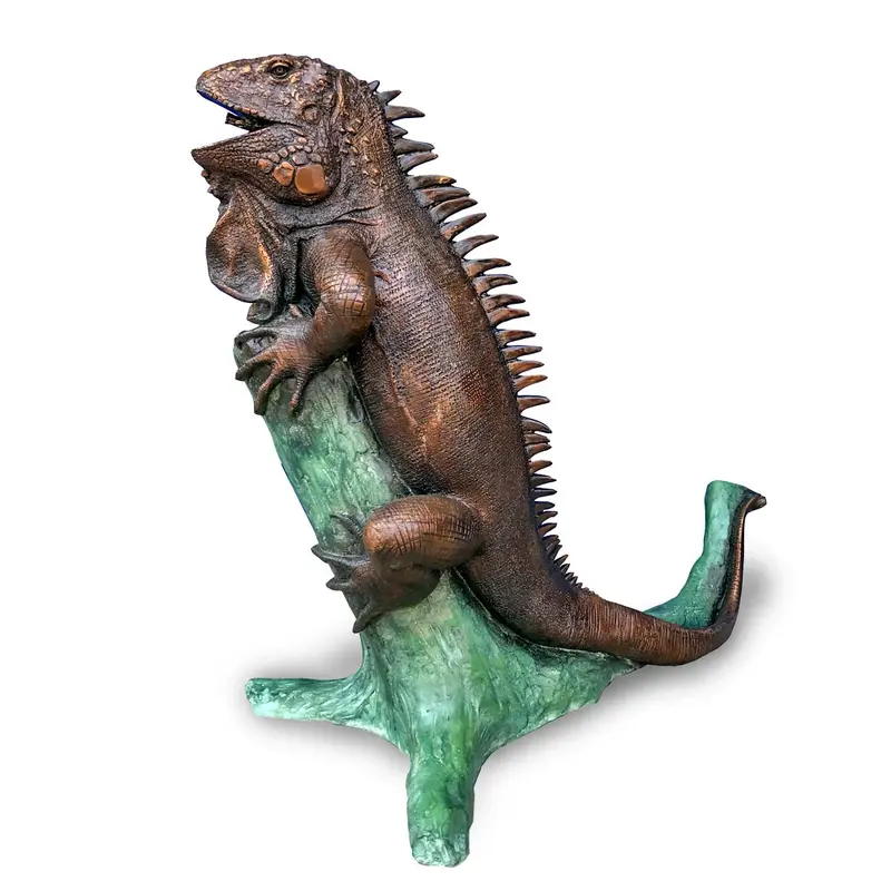 Bronze Iguana Statue Fountain 1