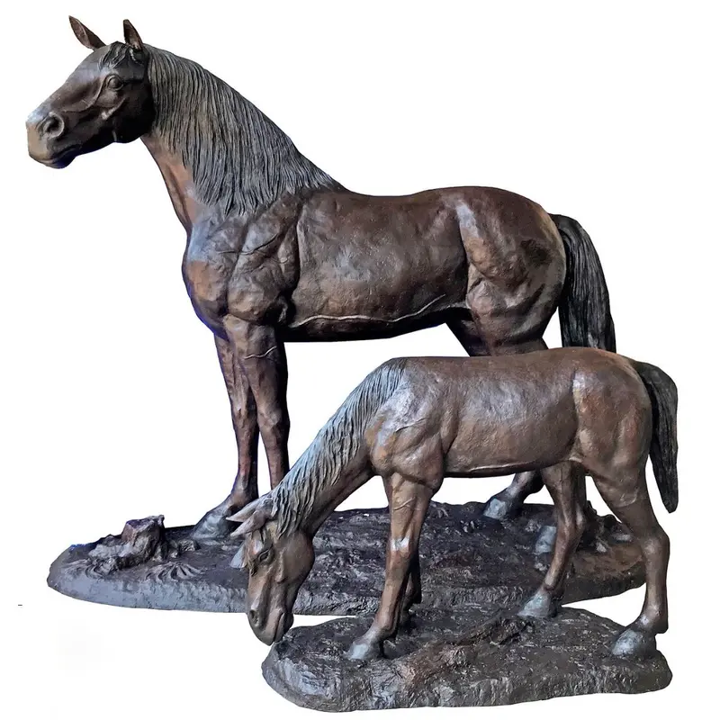 Bronze Mare And Foal Horse Statues 1