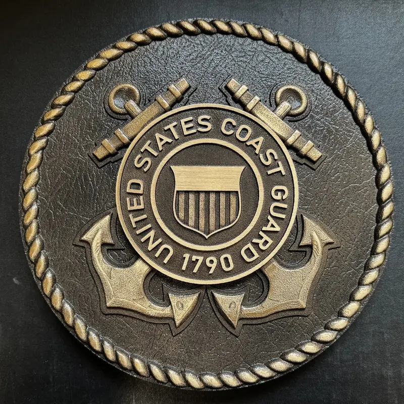 Bronze Military Plaque Of The United States Coast Guard Seal 1