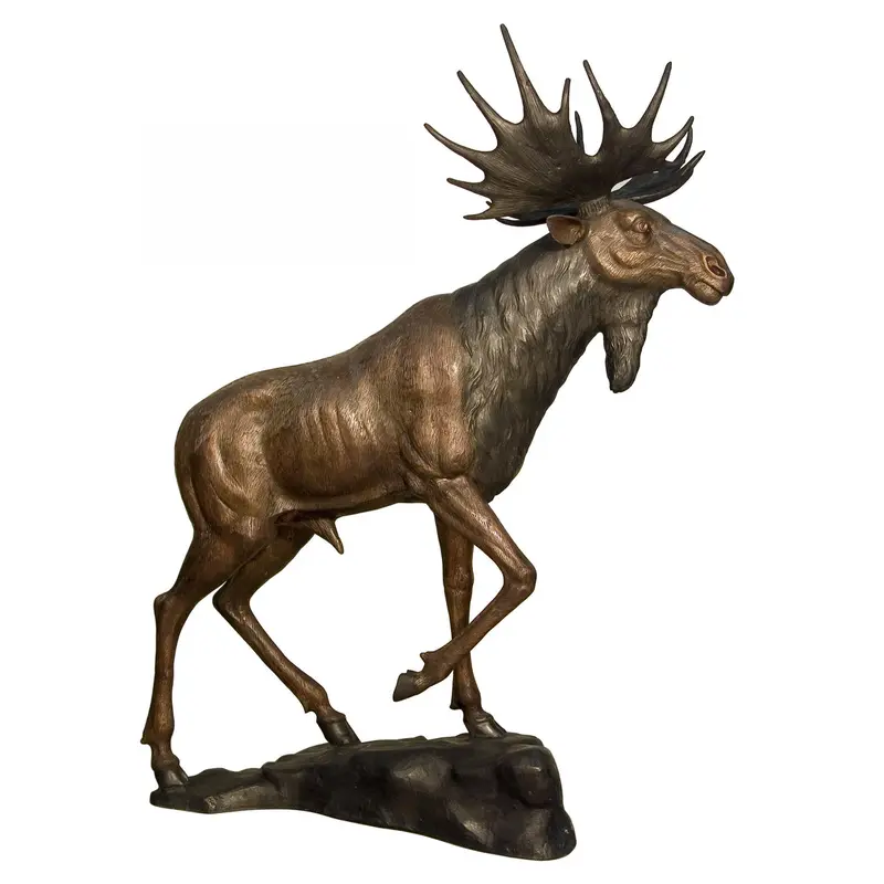 Bronze Moose Sculpture - Brown Patina 1