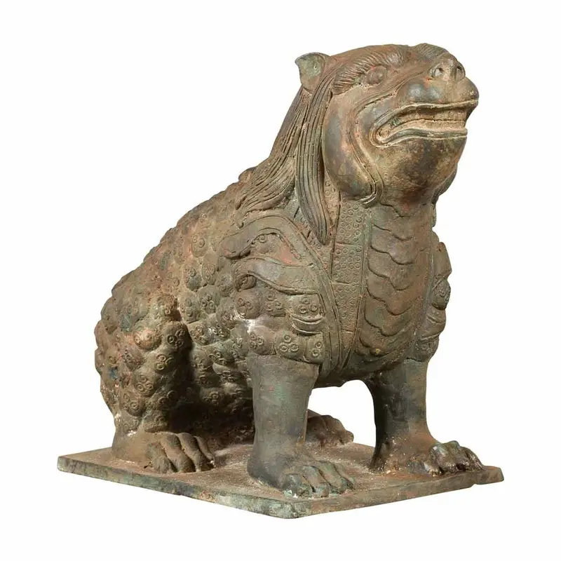 Bronze Mythical Boar Animal Sculpture On Rectangular Base 1