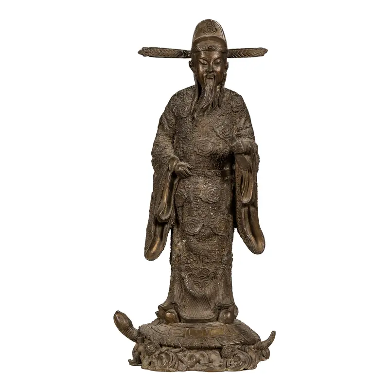 Bronze Tabletop Statue Of A Scholar On A Turtle 1