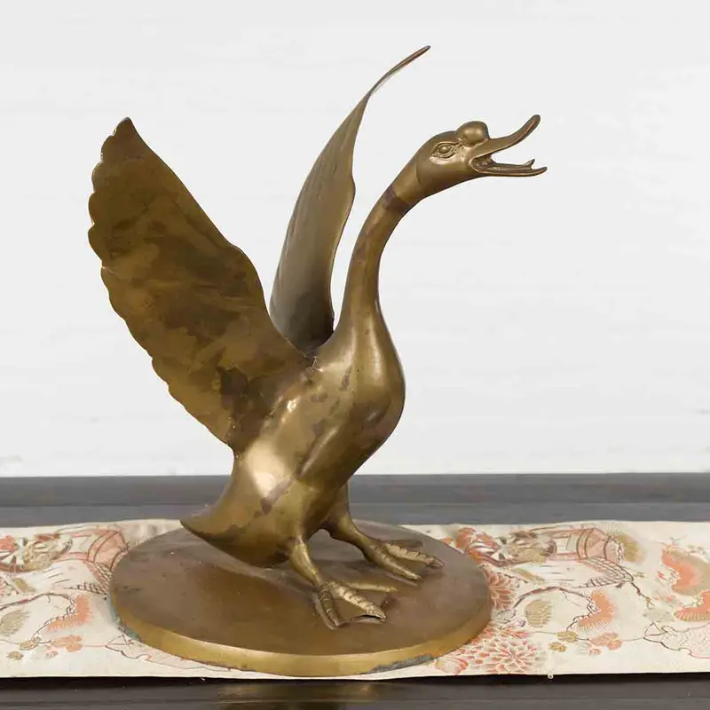 Bronze Tabletop Swan Statue 1