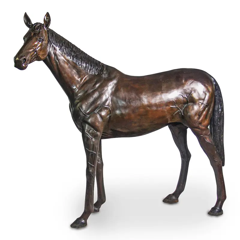 Bronze Thoroughbred Horse Statue Left Facing 1