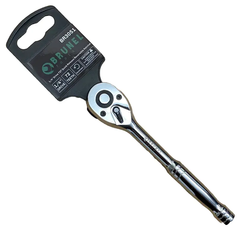 Brunel Tools 1/4" Drive 72T Quick Release Reversible Ratchet Socket Wrench Br3051 1