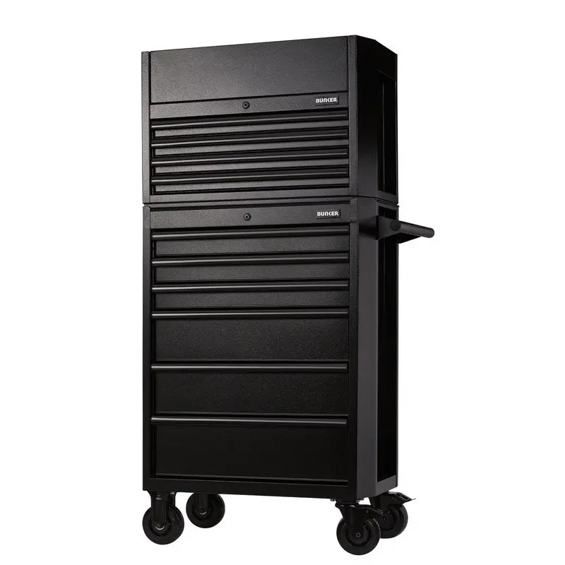 Bunker® 10 Drawer Combined Roller Cabinet And Tool Chest, 26", Black 24247 1