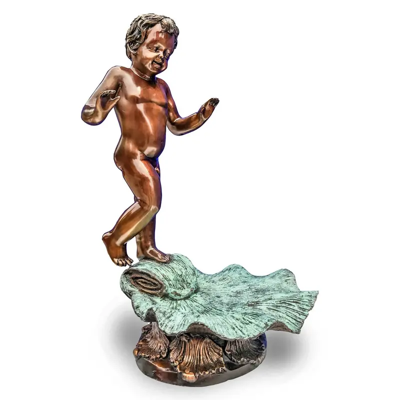 Cherub On Lily Bronze Fountain 1