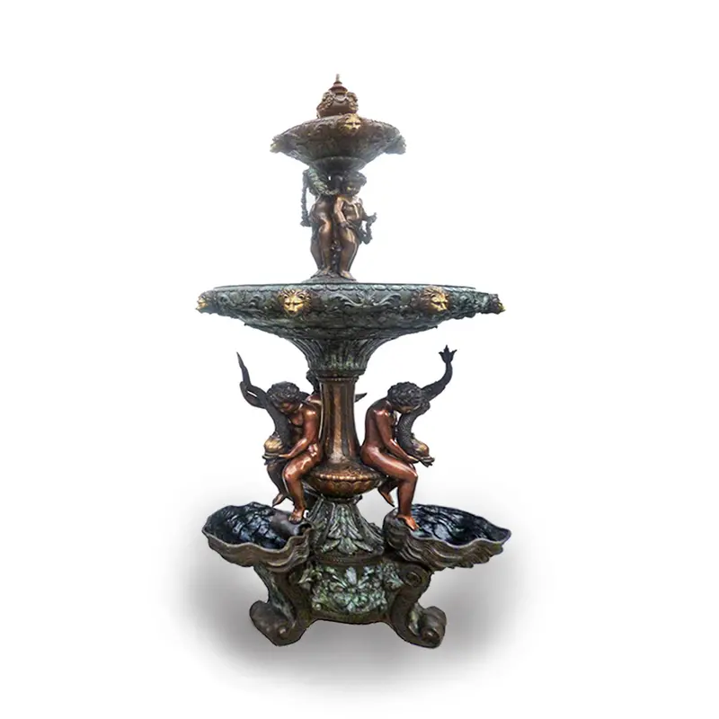 Cherubs & Fish Tiered Fountain 1