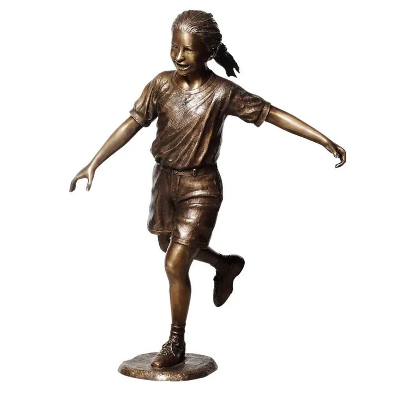 Children's Bronze Statue Of A Girl Walking 1