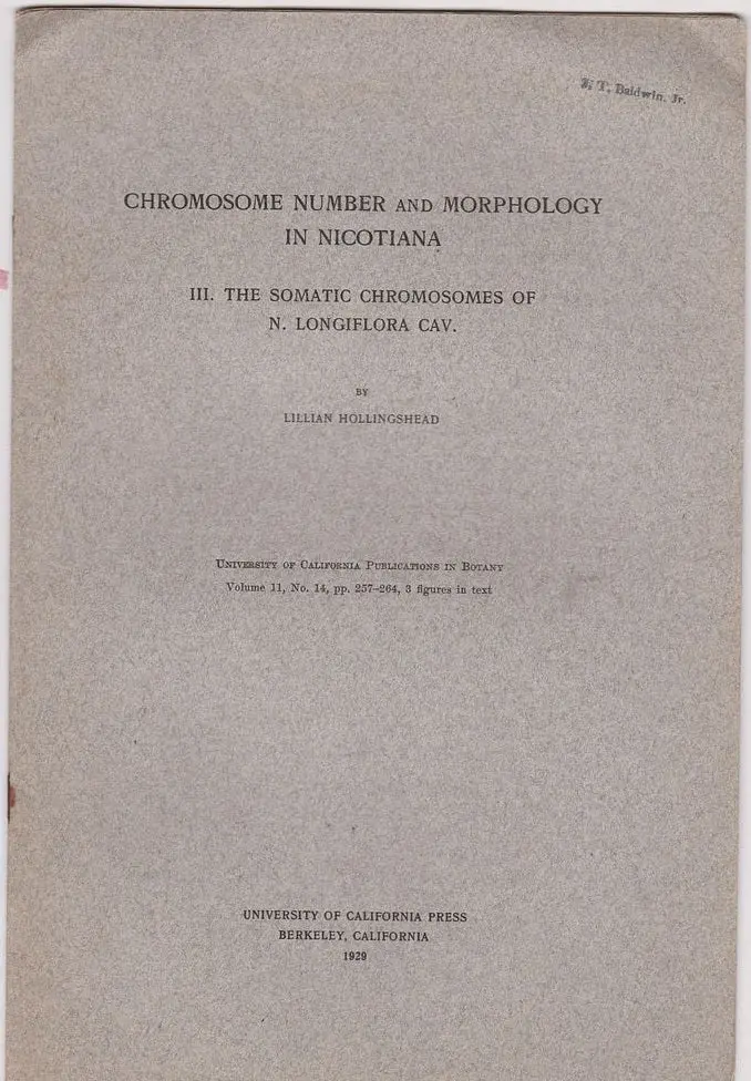 Chromosome Number And Morphology In Nicotiana. Iii. The Somatic Chromosomes Of N. Longiflora Cav. 1