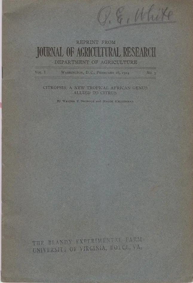 Citropsis, A New Tropical African Genus Allied To Citrus 1