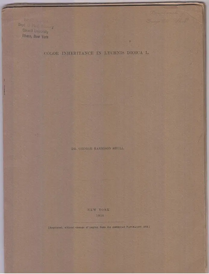Color Inheritance In Lychnis Dioica L  By Shull, George Harrison 1