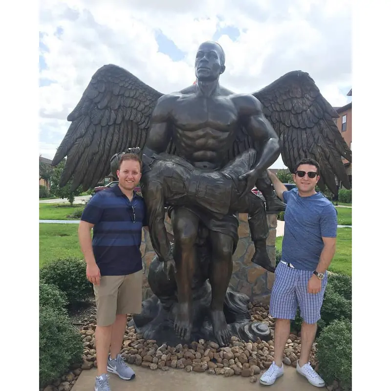 Custom Angel And Soldier Bronze Memorial Statue 2