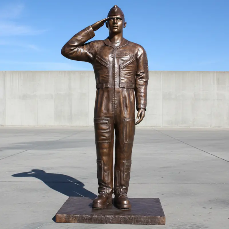 Custom Bronze Saluting Air Force Pilot Statue 1