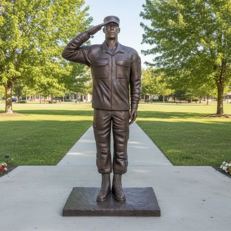 Custom Bronze Saluting Army Soldier Statue 1