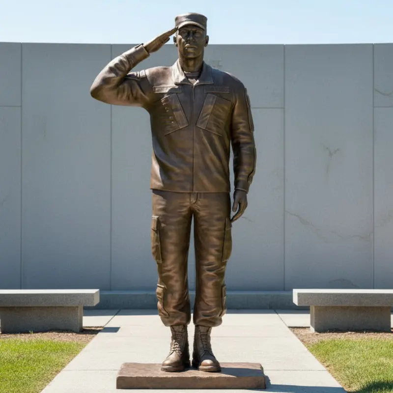 Custom Bronze Saluting Space Force Statue 1