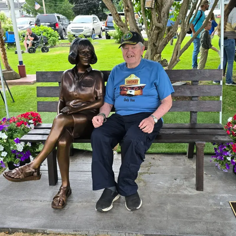 Custom Bronze Statue Of Cathy Lee On Park Bench 2