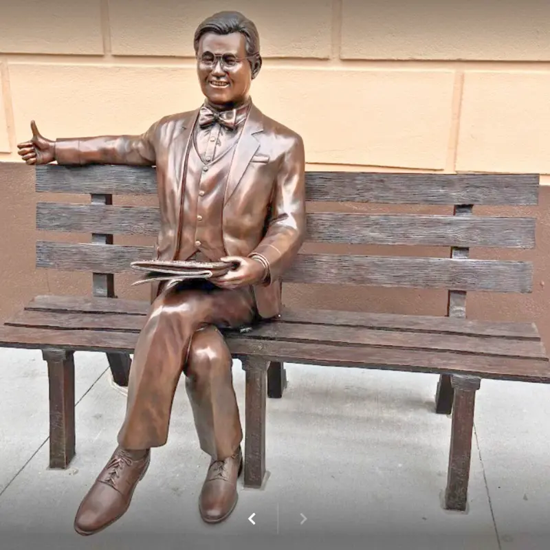 Custom Bronze Statue Of New Jersey Councilman Michael Yun On Bench 1