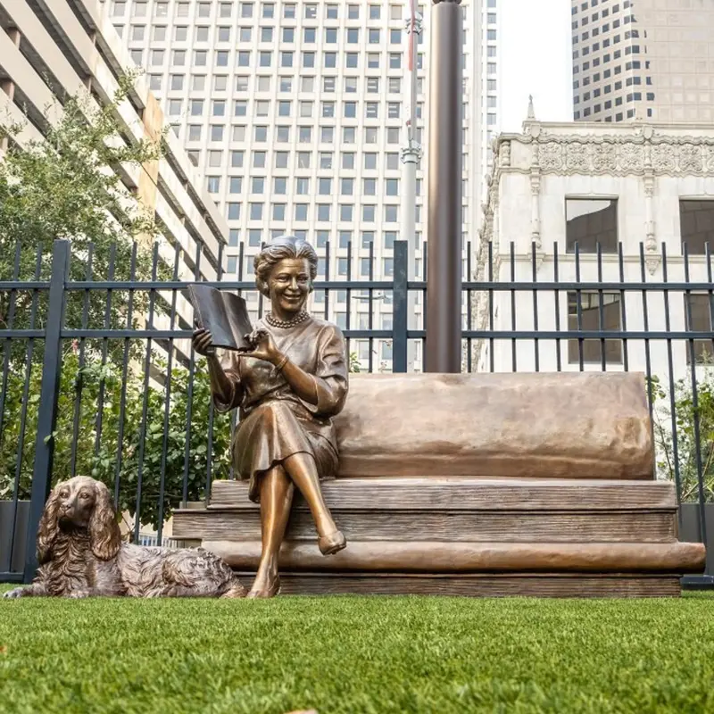 Custom Statue Of First Lady Barbara Bush On Book Bench 1