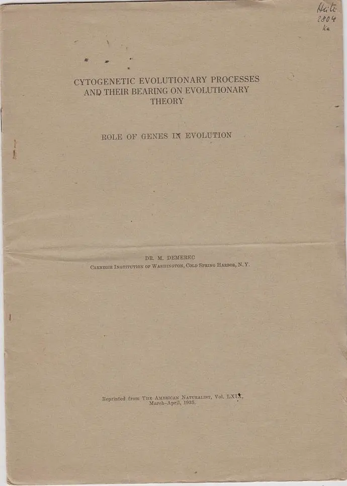 Cytogenetic Evolutionary Processes And Their Bearing On Evolutionary Theory 1