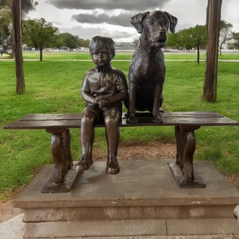 David & Emma Custom Boy And Pet Dog Statue 1